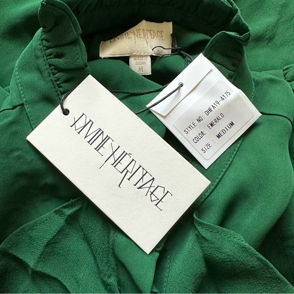 Divine Heritage 100% Silk Ruffle Front Blouse - Picture 8 of 8